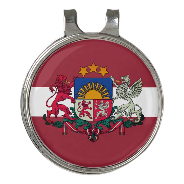 Flag/ coat of arms of Latvia Golf Hat Clip (Front)