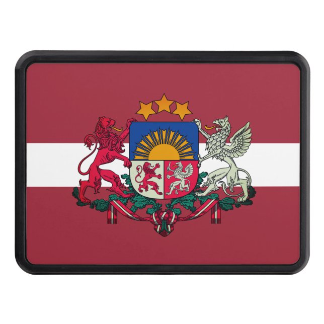 Flag/ coat of arms of Latvia Hitch Cover (Front)