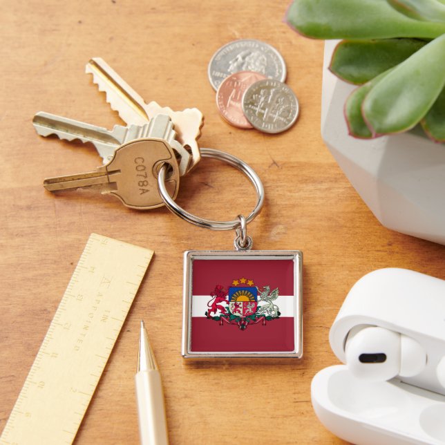 Flag/ coat of arms of Latvia Keychain (Desk)