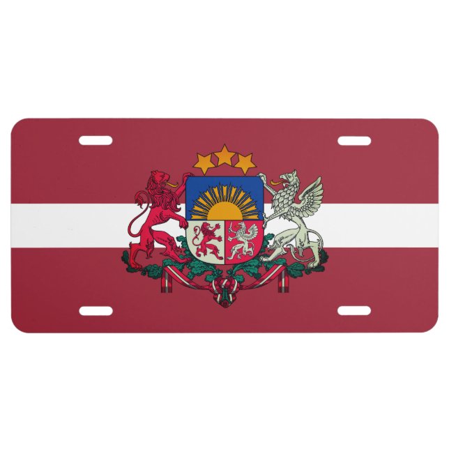 Flag/ coat of arms of Latvia License Plate (Front)