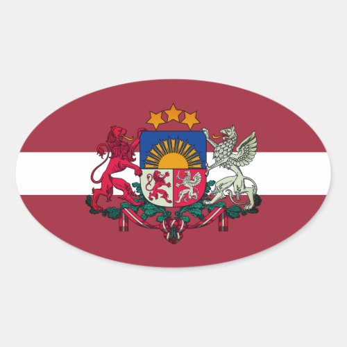 Flag coat of arms of Latvia Oval Sticker