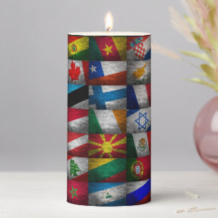 Flag collection pillar candle