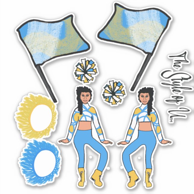 Flag Color Guard Stickers (Blue Gold White B ) (Front)