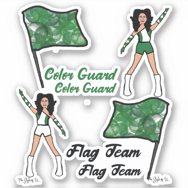 Flag Color Guard Stickers (Green 2) (Front)