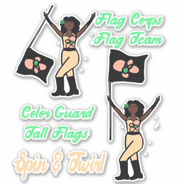 Flag Color Guard Stickers ( Lime Beige) (Front)