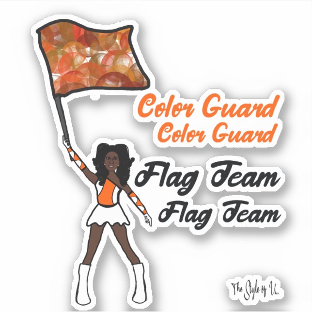 Flag Color Guard Stickers ( Orange  White ) (Front)