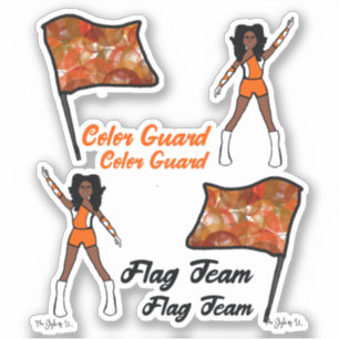 Flag Color Guard Stickers ( Orange  White 3)