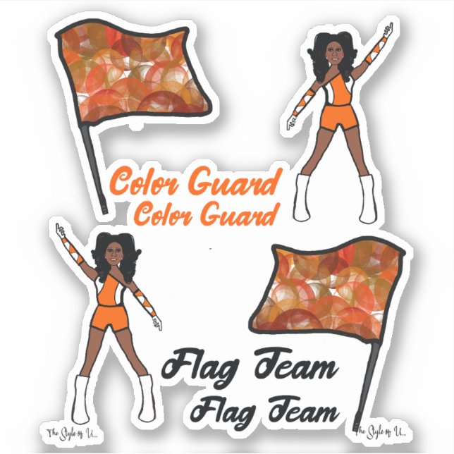Flag Color Guard Stickers ( Orange  White 3) (Front)