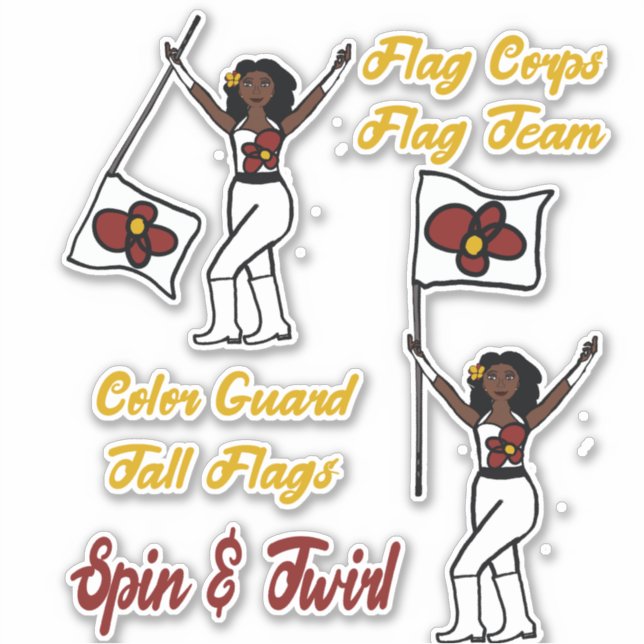 Flag Color Guard Stickers ( Red Flower) (Front)