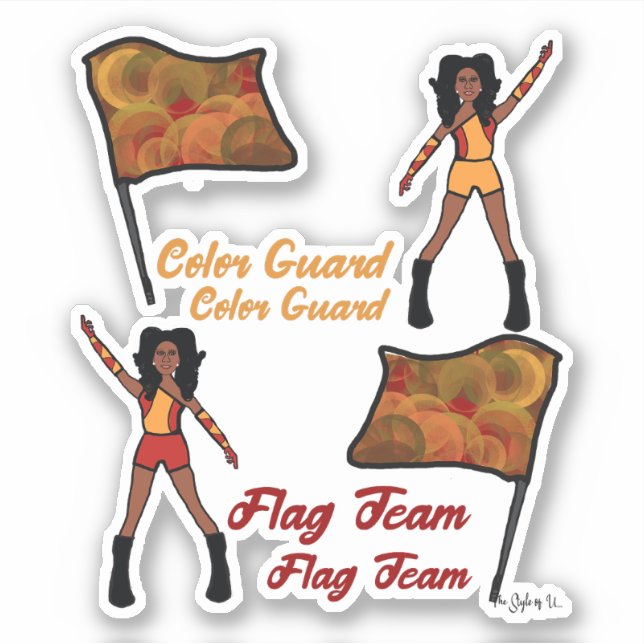 Flag Color Guard Stickers (Red Gold 3) (Front)