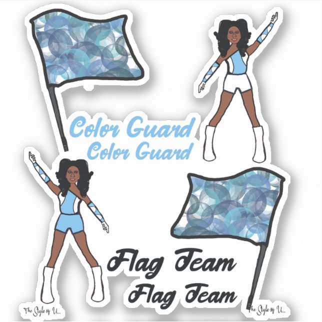 Flag Color Guard Stickers (Sky Blue  White 3) (Front)