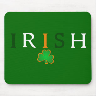 Flag Colored Irish with Shamrock Design Mouse Pad