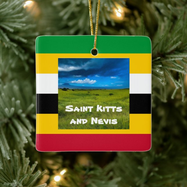 Flag Colors of St. Kitts  Ceramic Ornament (Tree)
