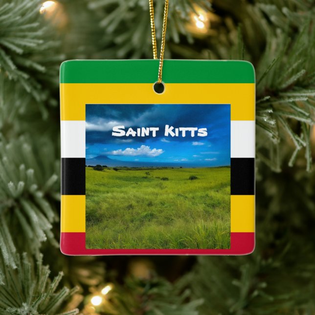 Flag Colors of St. Kitts  Ceramic Ornament (Tree)