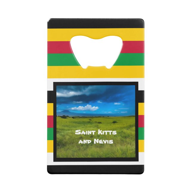 Flag Colors of St. Kitts  Credit Card Bottle Opener (Front)