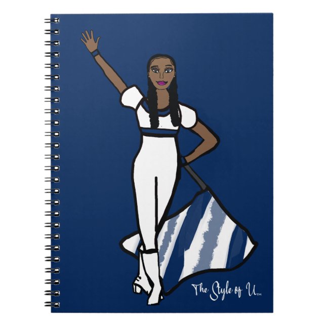 Flag Dancer White Navy Accent Notebook F (Front)
