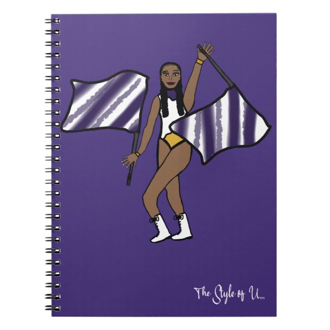 Flag Dancer White Purple Gold Accent F Notebook (Front)