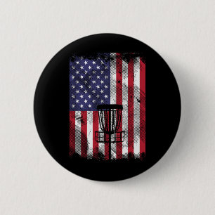 Flag Disc Golf Sket Vintage Frisbee Golfing Sport  Button