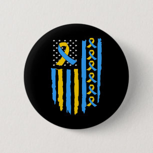 Flag Down Syndrome Awareness Dad Mom Button