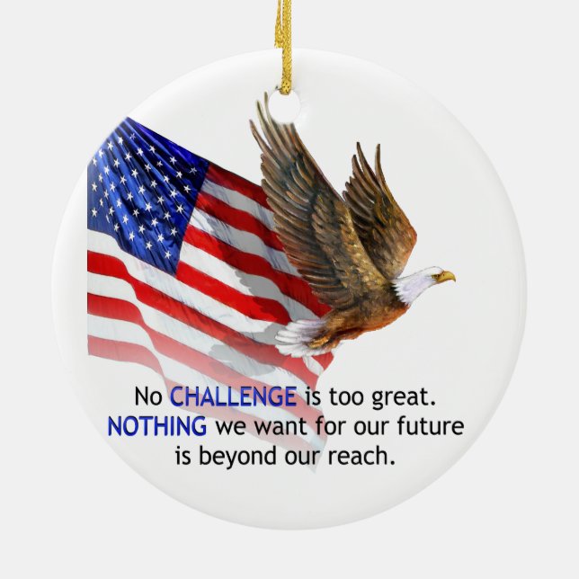 Flag & Eagle Donald J Trump Quote Ceramic Ornament (Back)
