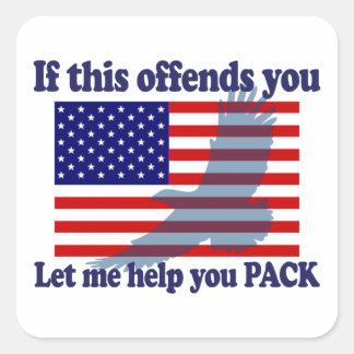 Flag & Eagle Patriot - USA Flag Square Sticker