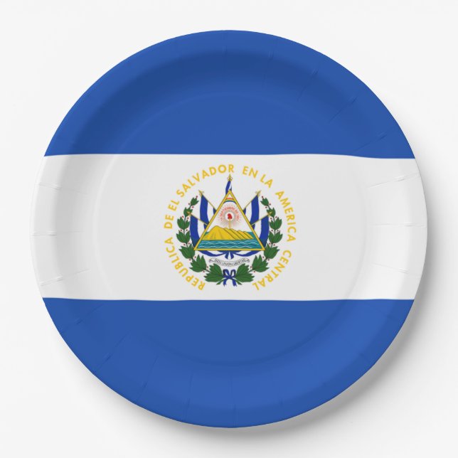 Flag: El Salvador Paper Plates (Front)
