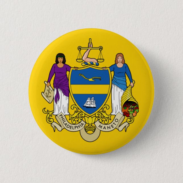 Flag/ Emblem of Philadelphia, PA Button (Front)