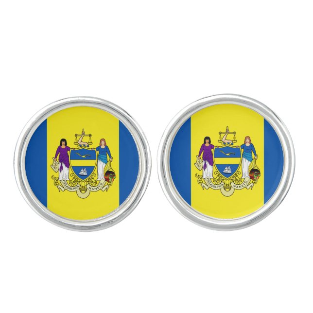 Flag/ Emblem of Philadelphia, PA Cufflinks (Front)