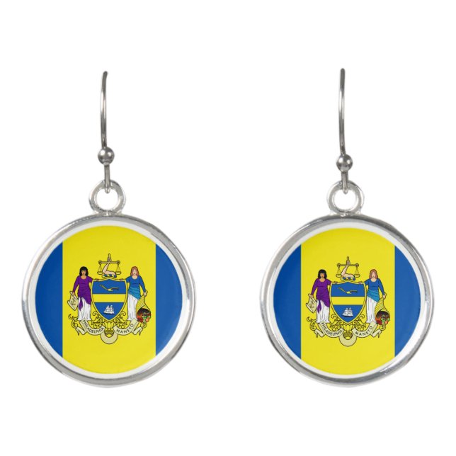 Flag/ Emblem of Philadelphia, PA Earrings (Front)
