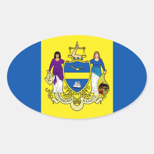 Flag Emblem of Philadelphia PA Oval Sticker