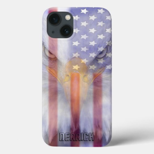 Flag  Faded Eagle  Personalized iPhone 13 Case