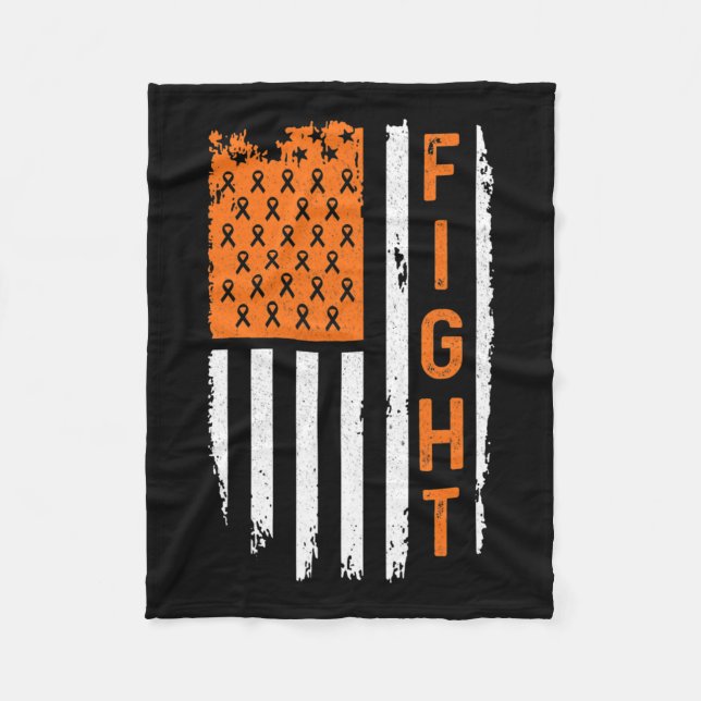 Flag Fight Leukemia Cancer Awareness  Fleece Blanket (Front)