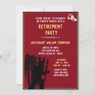 Flag Fireman/Fire Chief Retirement Party Invitation