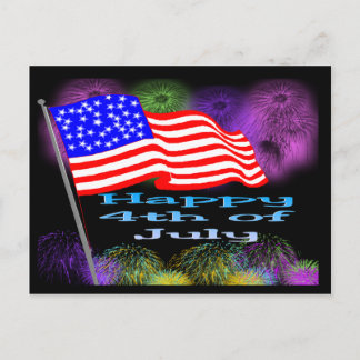 Flag Fireworks 4th of July Holiday Postcard