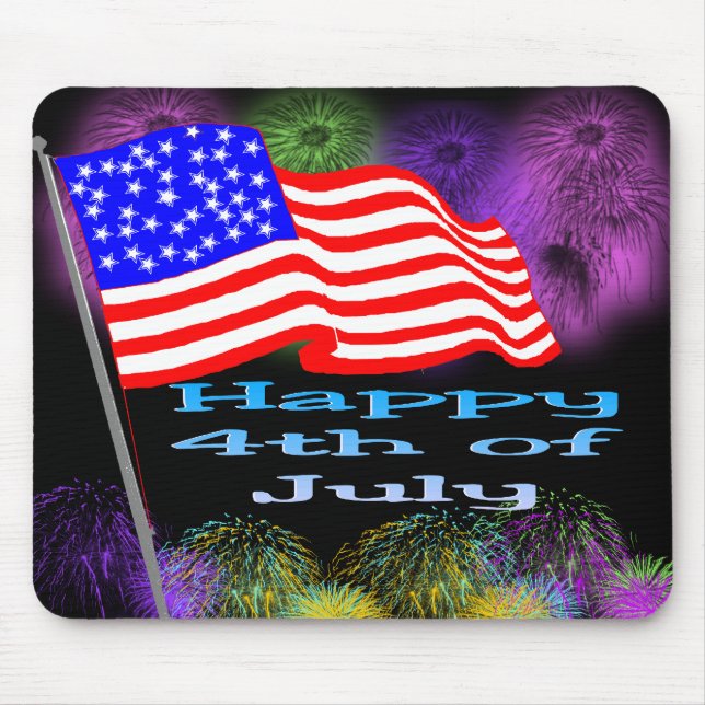 Flag Fireworks 4th of July Mouse Pad (Front)