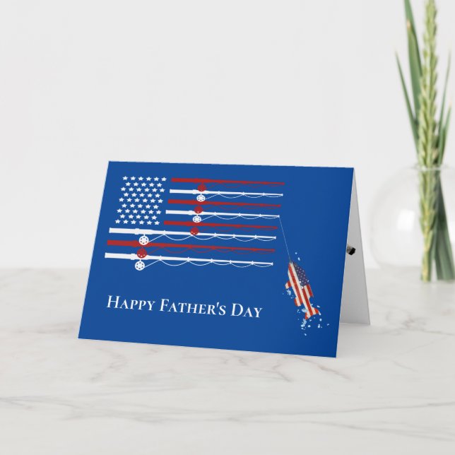 Flag Fishing Poles for Dad Holiday Card (Front)
