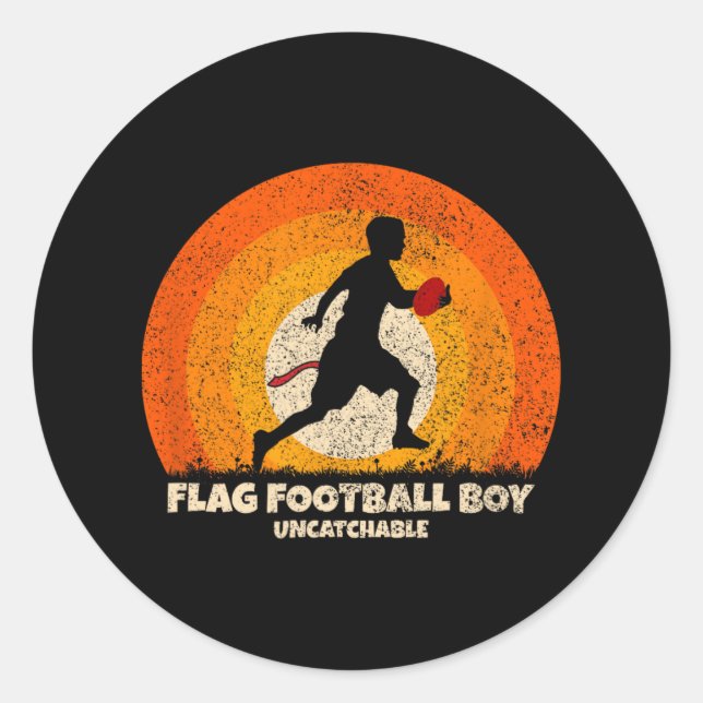 Flag Football Boy Uncatchable Flag Football  Classic Round Sticker (Front)