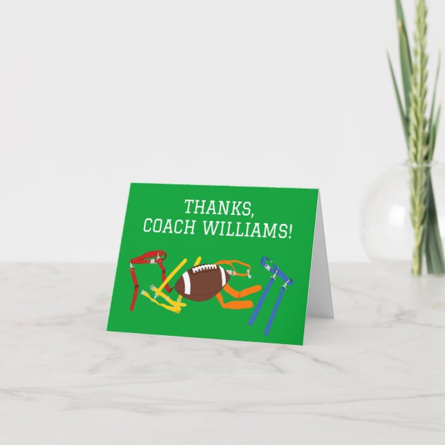 Flag Football Coach Personalized Thank You Card (Front)