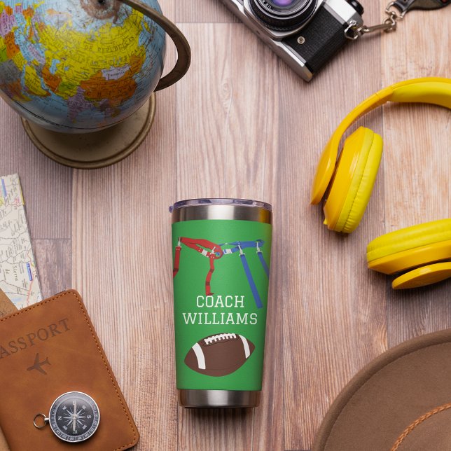Flag Football Coach Player Personalized Insulated Tumbler (Creator Uploaded)