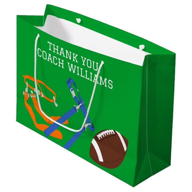 Flag Football Coach Player Personalized Large Gift Bag (Front Angled)