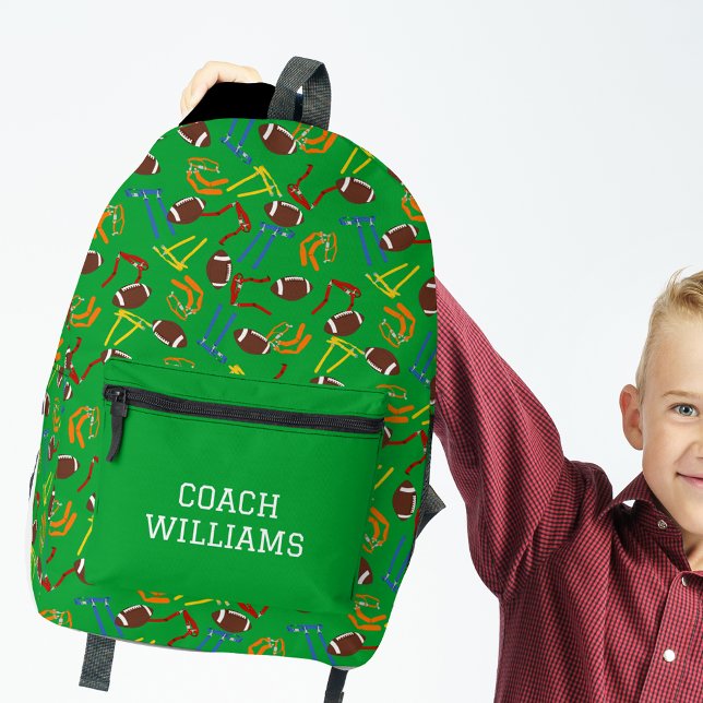 Flag Football Coach Player Personalized Printed Backpack (Creator Uploaded)