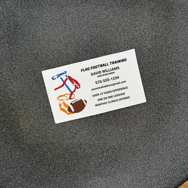 Flag Football Coach Trainer Custom Business Card (Creator Uploaded)