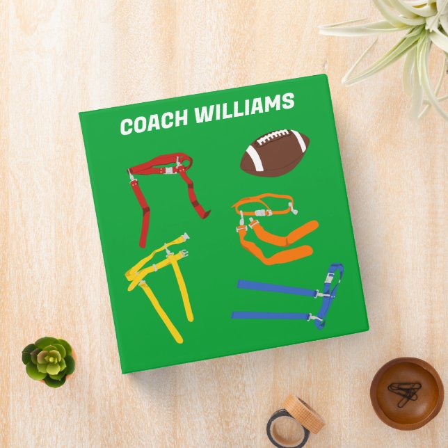 Flag Football Coaches Personalized 3 Ring Binder (In Situ)