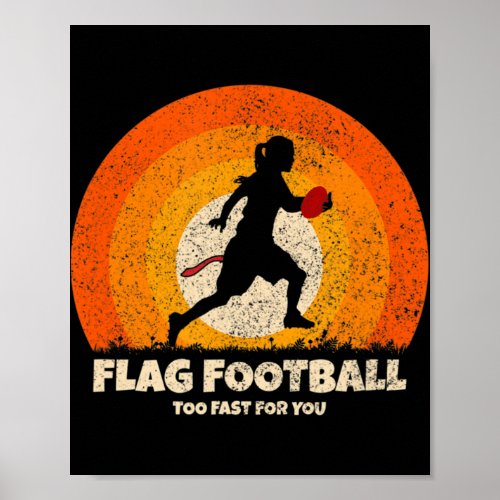 Flag Football Girl Women Fast for you on Flag Foot Poster