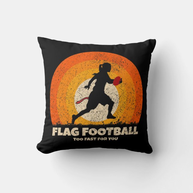 Flag Football Girl Women Fast for you on Flag Foot Throw Pillow (Front)