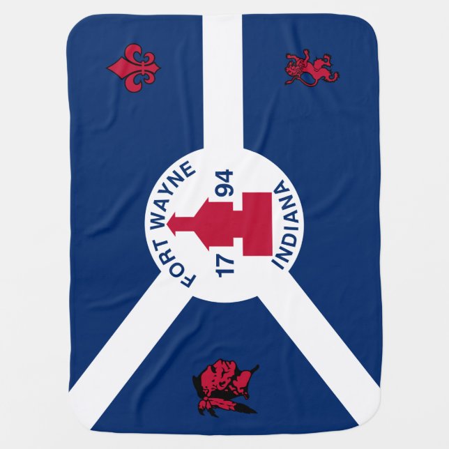 Flag Fort Wayne, Indiana Baby Blanket (Front)