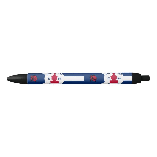 Flag Fort Wayne, Indiana Black Ink Pen (Front)
