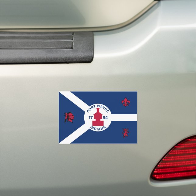 Flag Fort Wayne, Indiana Car Magnet (In Situ)