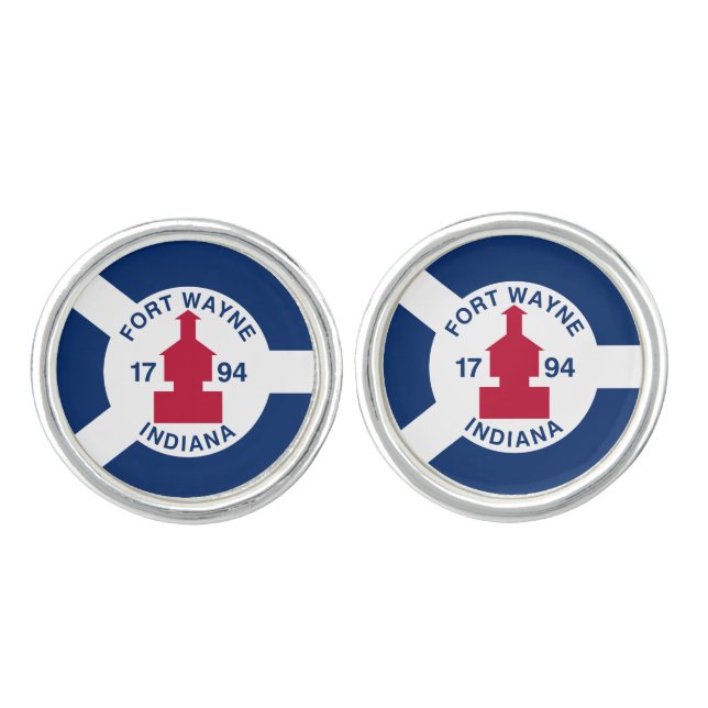 Flag Fort Wayne, Indiana Cufflinks (Front)