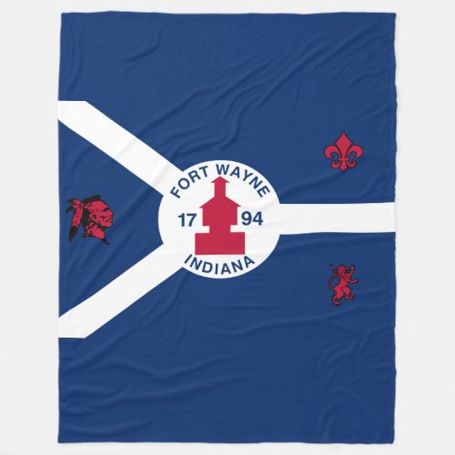 Flag Fort Wayne Indiana Fleece Blanket